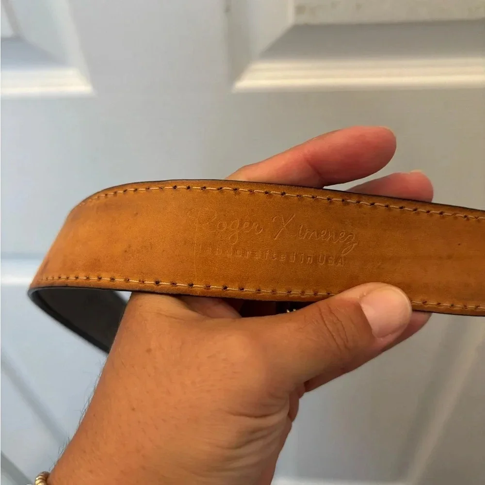 Roger Ximenez Leather Belt,  Genuine Italian Calf